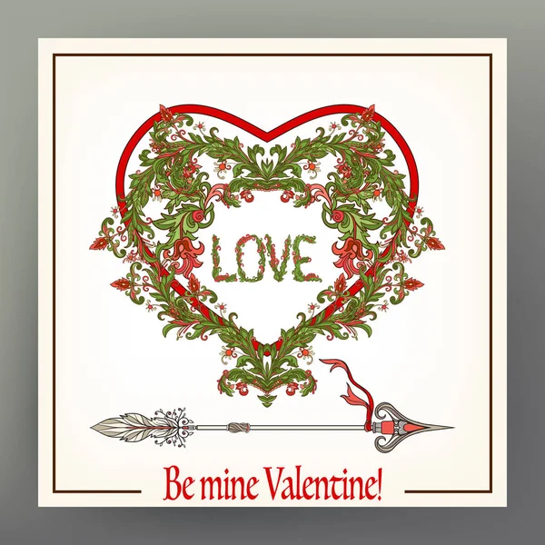 Soyut çiçek aşk kalp deseni ile Ortaçağ tarzı ile bir