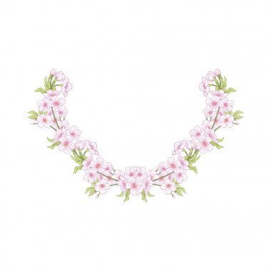 Boyun hattı nakış tasarımları bir desen çiçek ve branc ile