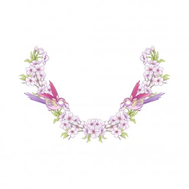 Boyun hattı nakış tasarımları bir desen çiçek ve branc ile