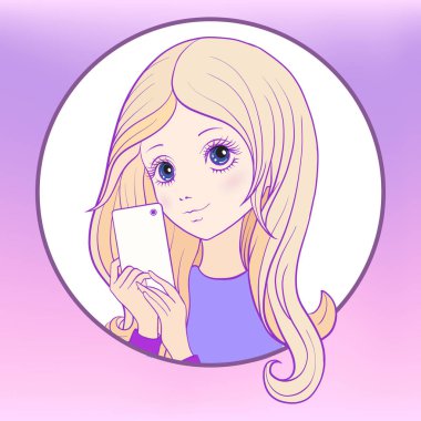 Genç güzel kız ile uzun duydum selfie ya da fotoğraf üzerinde bir mo yapmak