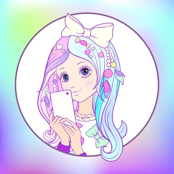 Genç güzel kız ile uzun duydum selfie ya da fotoğraf üzerinde bir mo yapmak