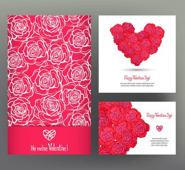 6 dizi kartları ya da Sevgililer günü için süslü kırmızı lo afiş