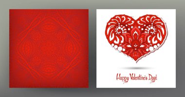 Sevgililer günü için dikişsiz desen ve tebrik kartları seti