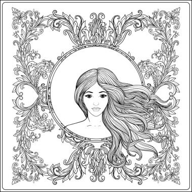 Zengin bir şekilde dekore edilmiş çiçek pat uzun saçlı genç güzel kız