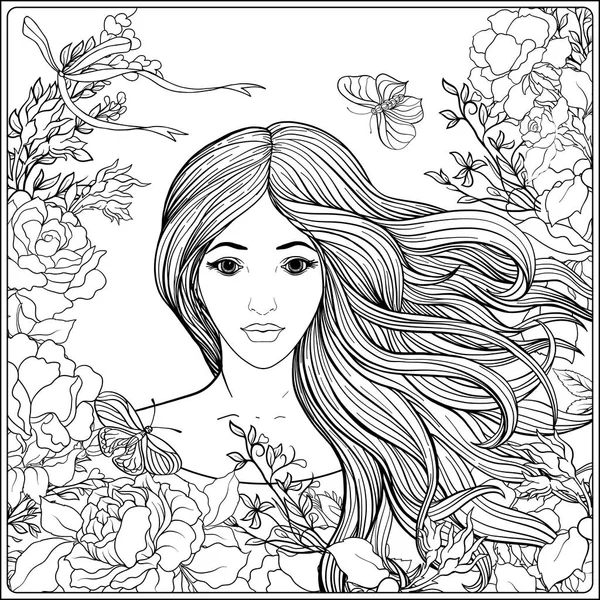 Zengin bir şekilde dekore edilmiş çiçek pat uzun saçlı genç güzel kız