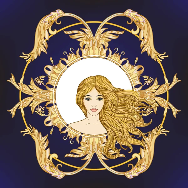 Zengin bir şekilde dekore edilmiş çiçek pat uzun saçlı genç güzel kız