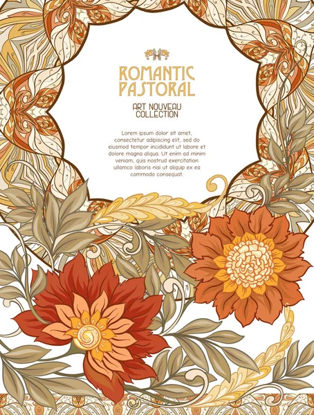 Plakát, pozadí s místem pro text a dekorativní květiny v secesním stylu — Stockový vektor