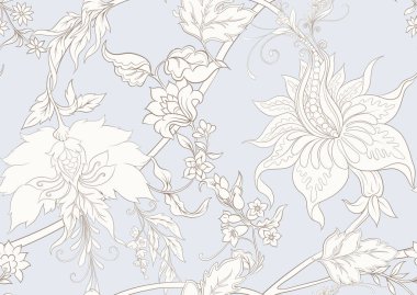 Fantezi çiçekleri retro, vintage, jacobean 