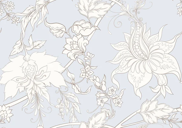 Flores de fantasía en retro, vintage, jacobean — Vector de stock