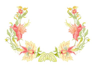 Fantezi çiçekleri retro, vintage, jacobean 