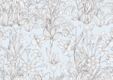 bahar çiçekleri seamless modeli.