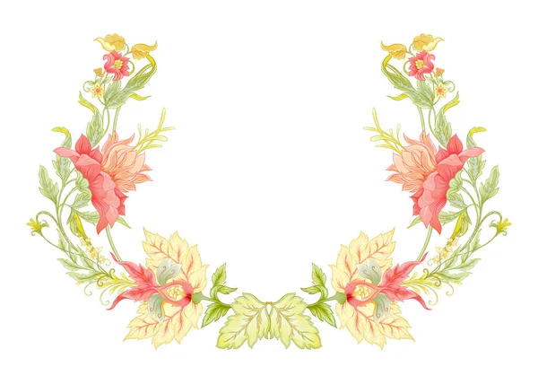 Flores de fantasia em retro, vintage, jacobean — Vetor de Stock