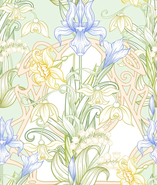 Primavera flores patrón sin costura , — Archivo Imágenes Vectoriales