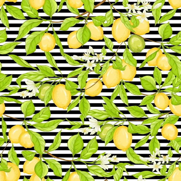 Κλάδος λεμονιάς με λεμόνια — Διανυσματικό Αρχείο