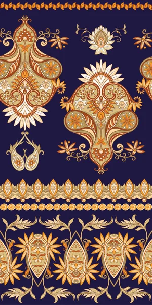 Pattern with traditional paisley. Floral vector — Stock Vector