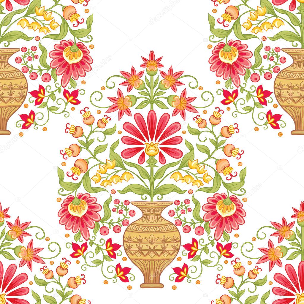 Tradition mughal motif, fantasy flowers