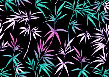 Tropik bitkiler ve çiçekler. Kusursuz desen