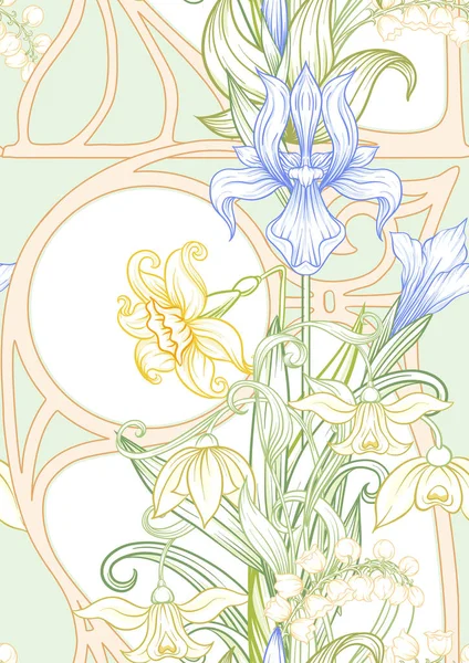 Primavera flores patrón sin costura , — Vector de stock