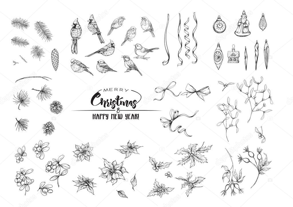 Set of symbols of Christmas. 