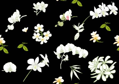 Tropik bitkiler ve çiçekler. Kusursuz desen