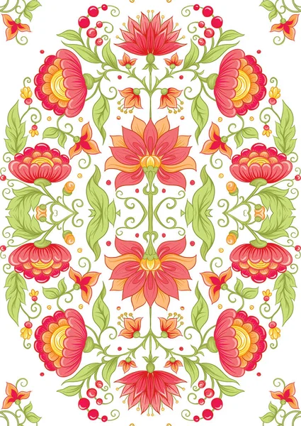 Tradition mughal motif, fantasy flowers — Stock Vector