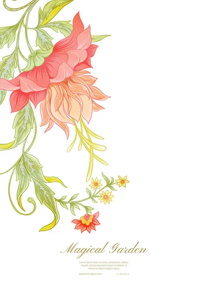 Flores de fantasía en retro, vintage, jacobean — Vector de stock