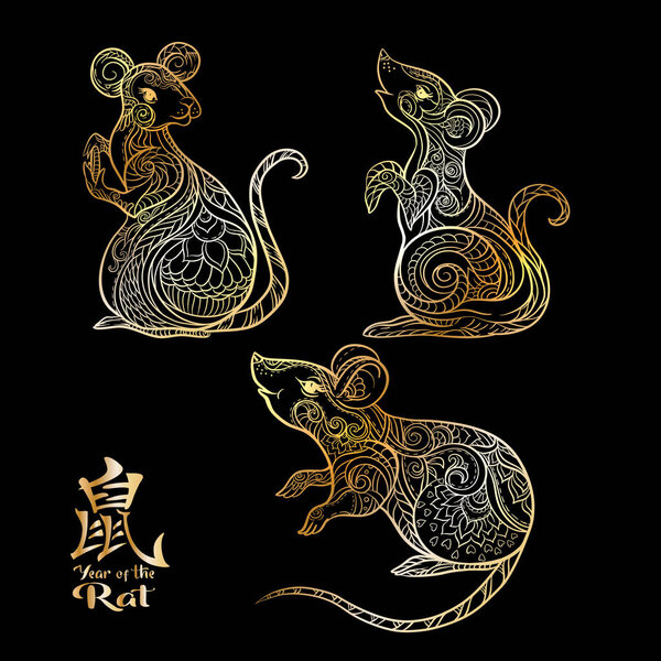 Set of three mouse, rat.