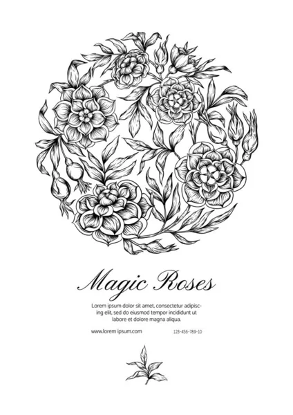 Roses Template for wedding invitation. — Stock Vector