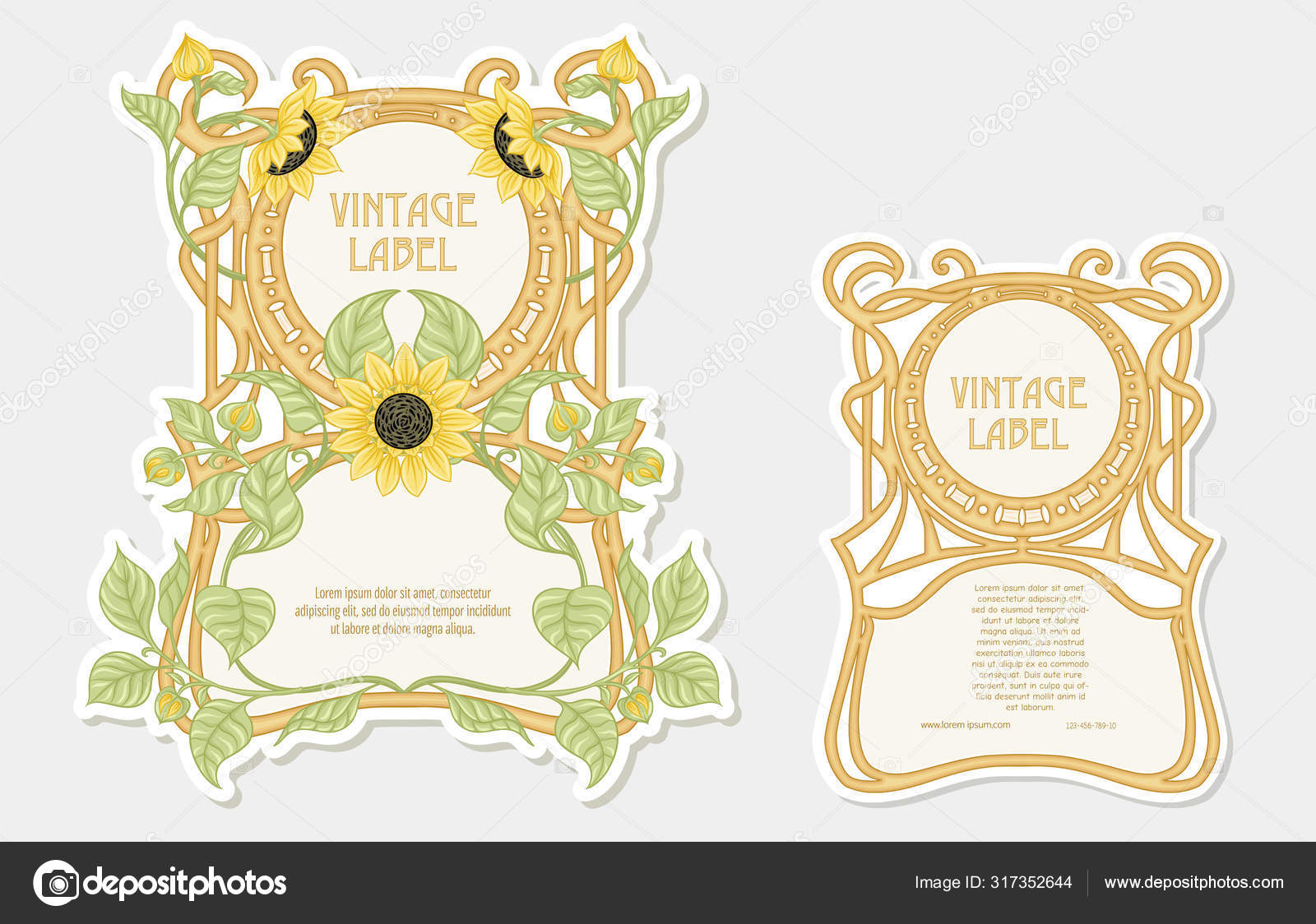 Подсолнух. Набор Из 2 Этикеток, Декоративных Рам, Границ.