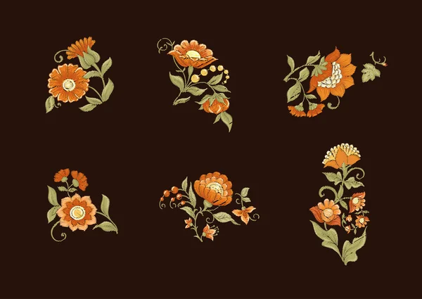 Παράδοση mughal μοτίβο, φαντασία λουλούδια — Διανυσματικό Αρχείο