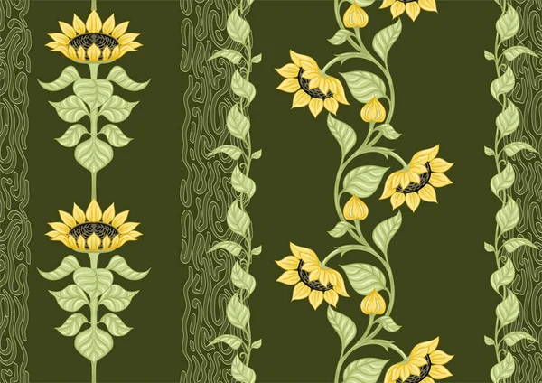 Sunflower. Seamless pattern — Stock Vector