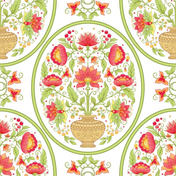 Tradition motif mughal, fleurs fantaisie — Image vectorielle