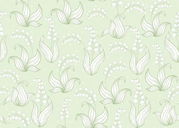 Lily of the valley, may-lily Seamless pattern — Stock Vector
