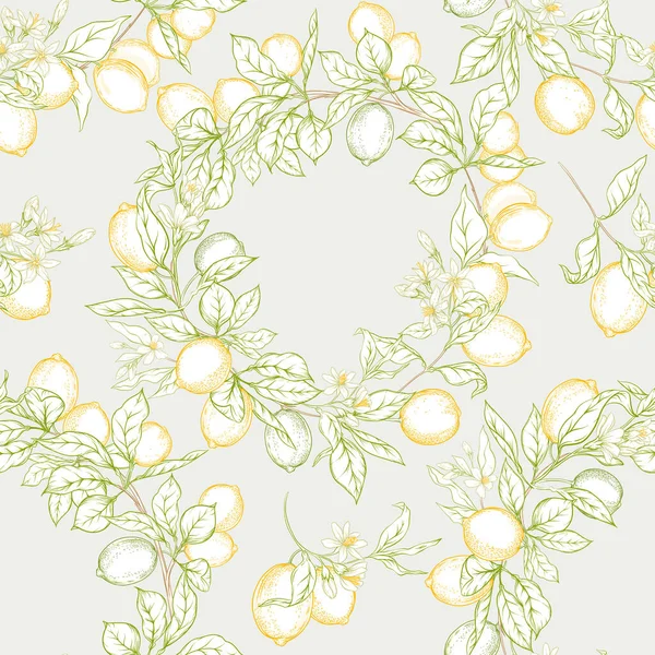 Ветка лимона с лимонами — стоковый вектор