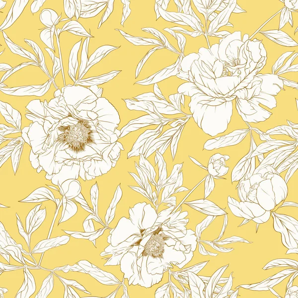 牡丹の花。シームレスなパターン、背景. — ストックベクタ