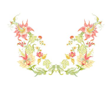 Fantezi çiçekleri retro, vintage, jacobean 