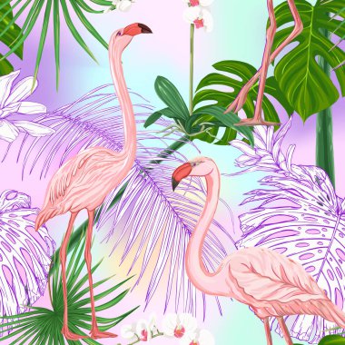 Kusursuz desen, arka plan. tropikal bitkiler ile