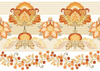 Jacobean nakış tarzında fantezi çiçeksiz desen