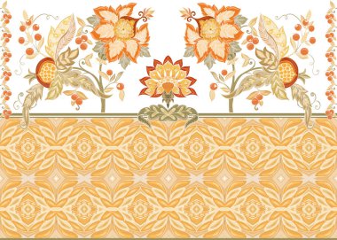 Jacobean nakış tarzında fantezi çiçeksiz desen