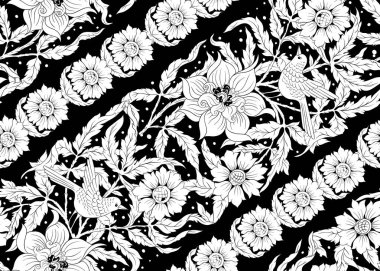 Çiçeksiz desen, kuşlu arka plan 