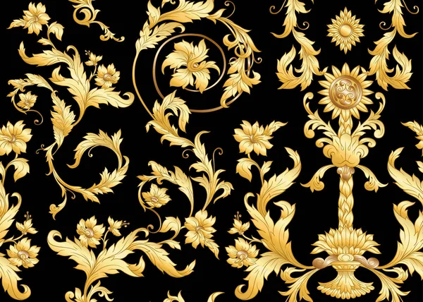 Patrón sin costuras en barroco, rococó, victoriano , — Archivo Imágenes Vectoriales