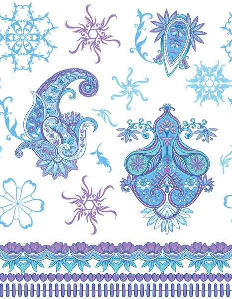 Motif avec paisley traditionnel. Vecteur floral — Image vectorielle