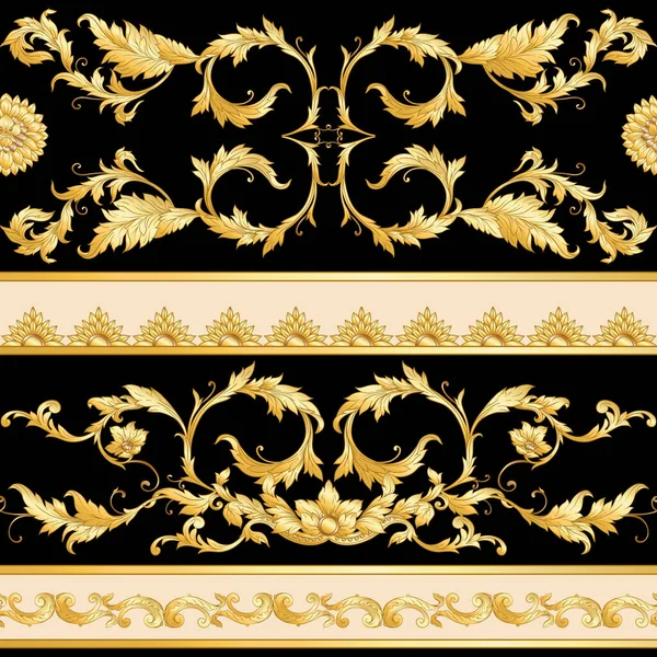 Bezešvé vzory v baroku, rokoku, viktoriánské, — Stockový vektor