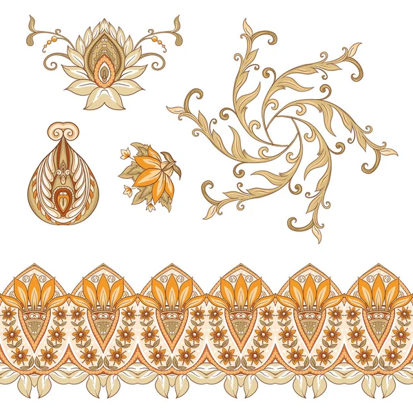 Patrón con paisley tradicional. Vector floral — Archivo Imágenes Vectoriales