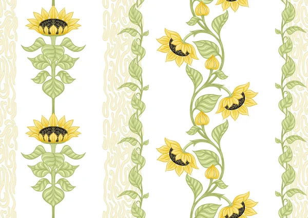 Sunflower. Seamless pattern — Stock Vector