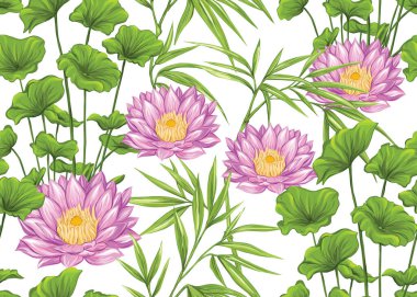 Dikişsiz desen, tropikal bitkiler ile arka plan