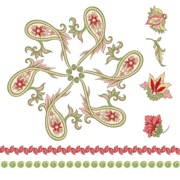 Patrón con paisley tradicional. Vector floral — Vector de stock
