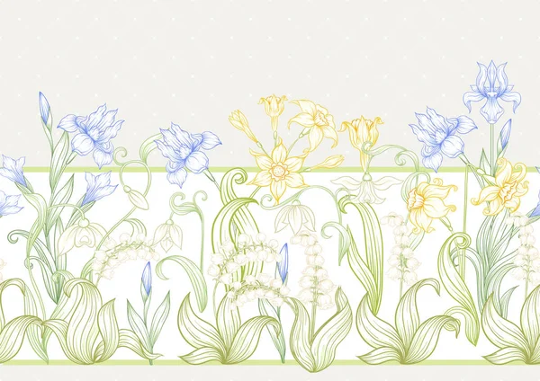 Jarní květy bezešvé vzor. — Stockový vektor