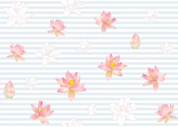 Lotus bloemen naadloze patroon. — Stockvector