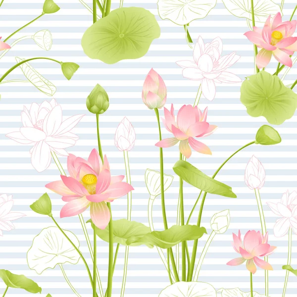 Lotus fleurs motif sans couture . — Image vectorielle